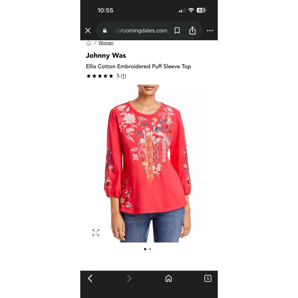 Johnny Was Ellia Embroidered Top, M